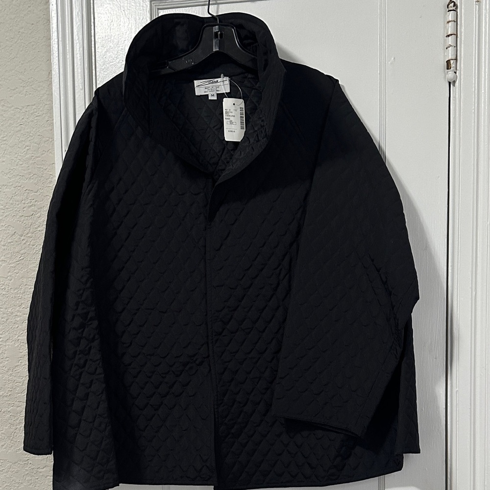 Zoran Black Quilted Pea Coat